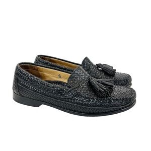 Cole Haan Woven Leather Tassel Dress Loafer Shoes